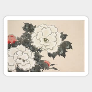 Flowers painting, japanese art, asian rose Sticker